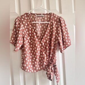 Abercrombie & Fitch Short-Sleeve Faux Silk Wrap Top Size XS